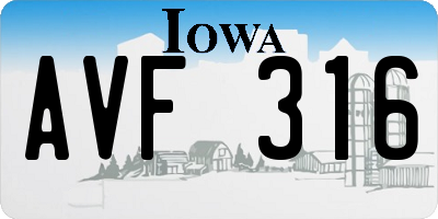 IA license plate AVF316