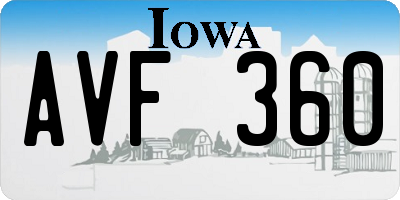 IA license plate AVF360
