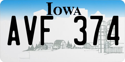 IA license plate AVF374