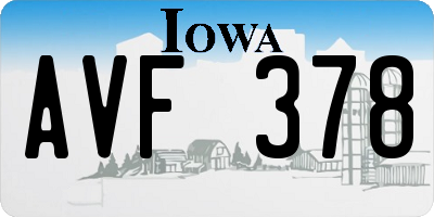 IA license plate AVF378
