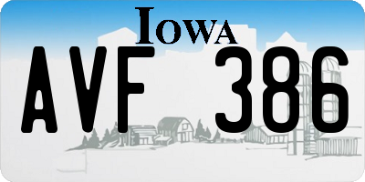 IA license plate AVF386