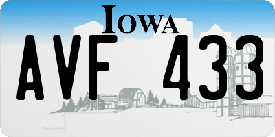 IA license plate AVF433