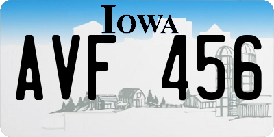 IA license plate AVF456