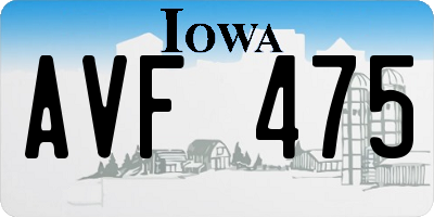 IA license plate AVF475