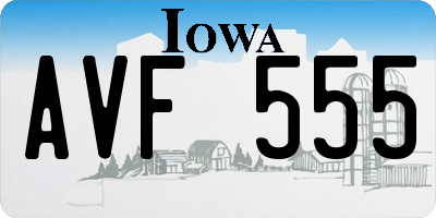IA license plate AVF555