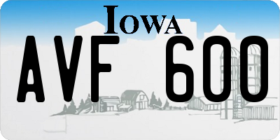 IA license plate AVF600