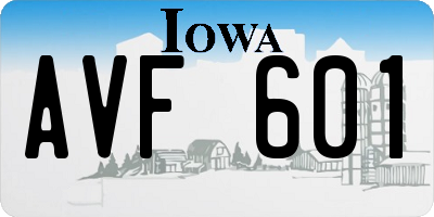 IA license plate AVF601