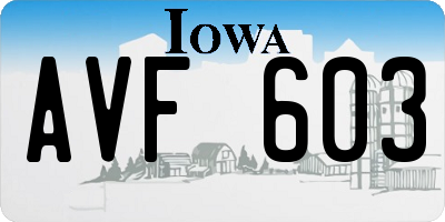 IA license plate AVF603
