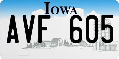 IA license plate AVF605