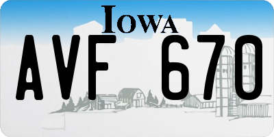 IA license plate AVF670