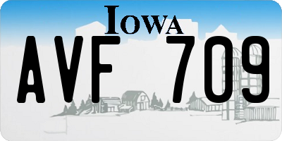 IA license plate AVF709