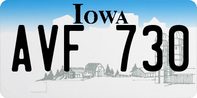 IA license plate AVF730