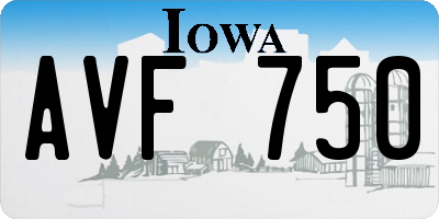 IA license plate AVF750