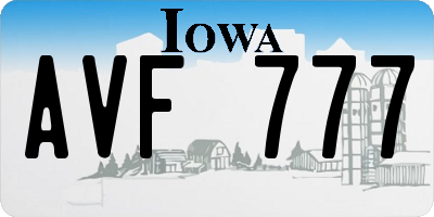 IA license plate AVF777