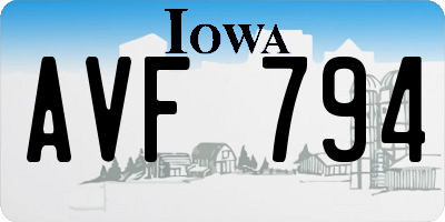 IA license plate AVF794