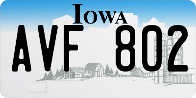 IA license plate AVF802