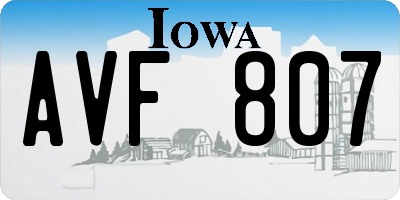 IA license plate AVF807
