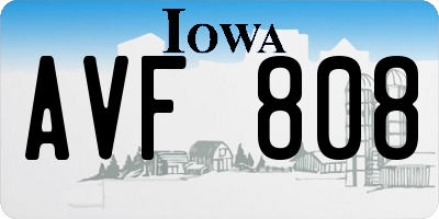IA license plate AVF808