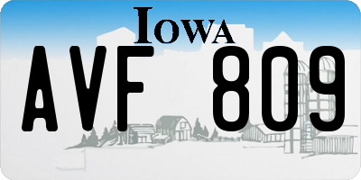 IA license plate AVF809
