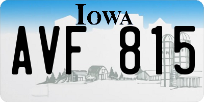 IA license plate AVF815