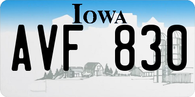 IA license plate AVF830