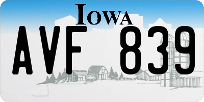 IA license plate AVF839