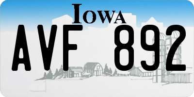 IA license plate AVF892