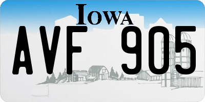 IA license plate AVF905