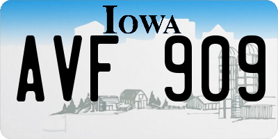 IA license plate AVF909