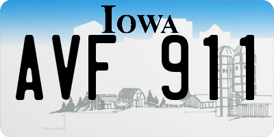 IA license plate AVF911