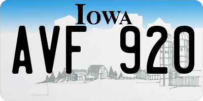 IA license plate AVF920