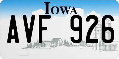 IA license plate AVF926