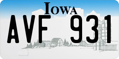 IA license plate AVF931