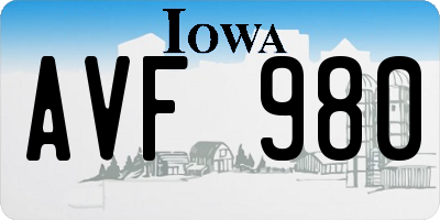 IA license plate AVF980