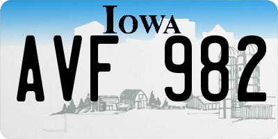 IA license plate AVF982