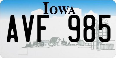 IA license plate AVF985