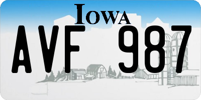 IA license plate AVF987