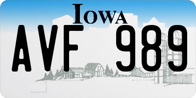 IA license plate AVF989