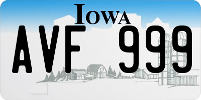 IA license plate AVF999