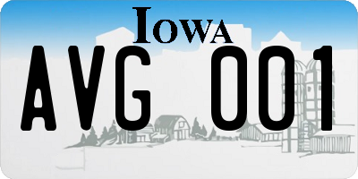 IA license plate AVG001
