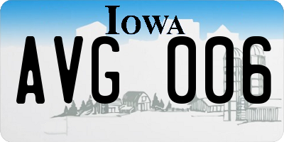 IA license plate AVG006