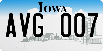 IA license plate AVG007