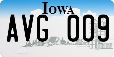IA license plate AVG009
