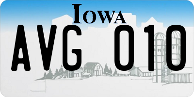 IA license plate AVG010