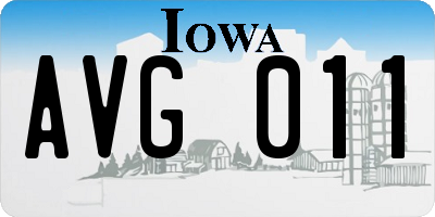 IA license plate AVG011