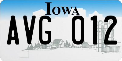 IA license plate AVG012