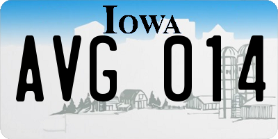 IA license plate AVG014