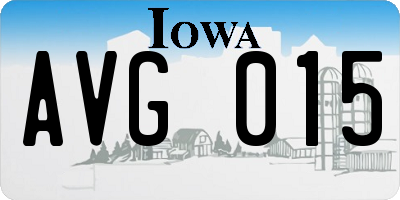 IA license plate AVG015