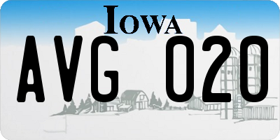 IA license plate AVG020