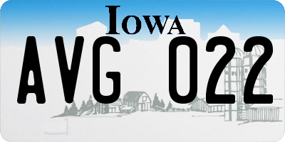 IA license plate AVG022